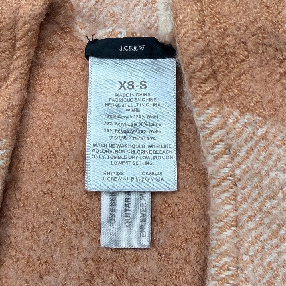 J. Crew Soft Wool Blend‎ Plaid Tartan Fringe Open-Front Wrap Cape Shawl - NWOT - Picture 8 of 9